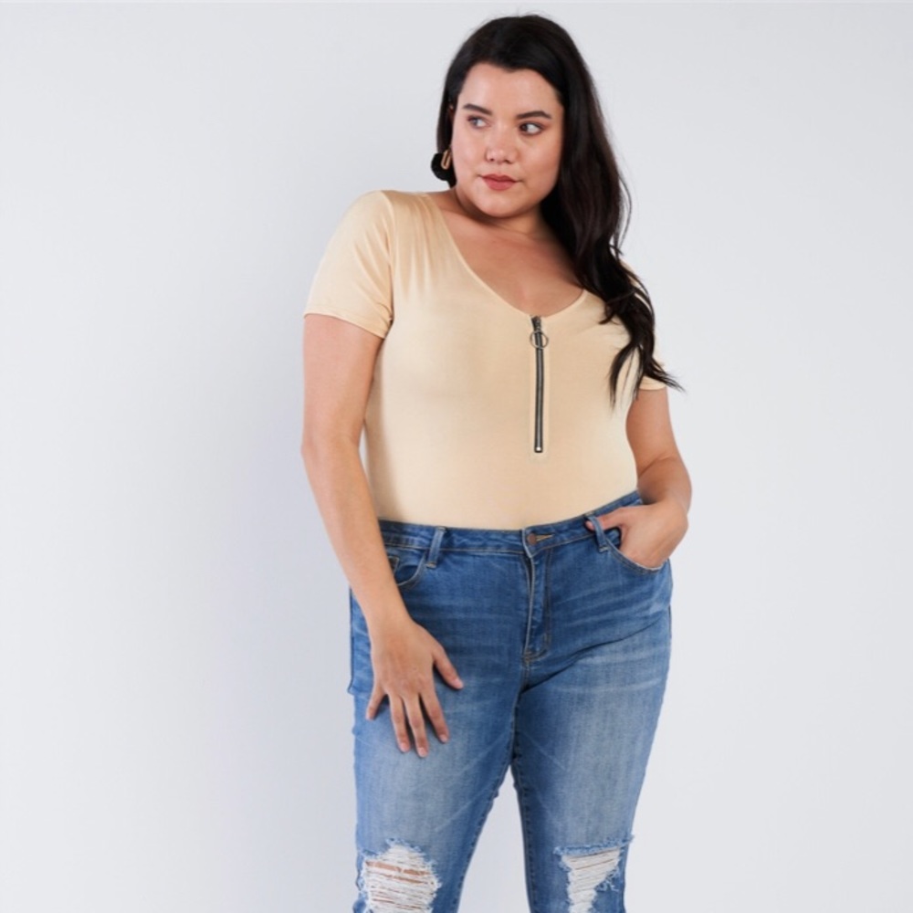 Plus Size Zipped Body Suit